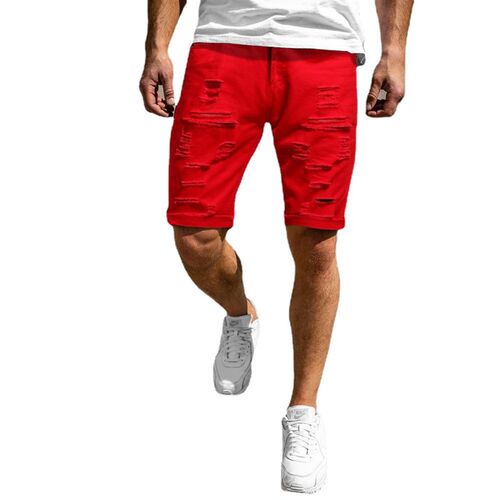 Summer sunshine casual jeans shorts hole hole solid color fi