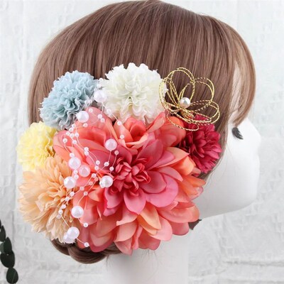 Japanese Kimono Handmade Fabric Flower Hair Accessories Clip