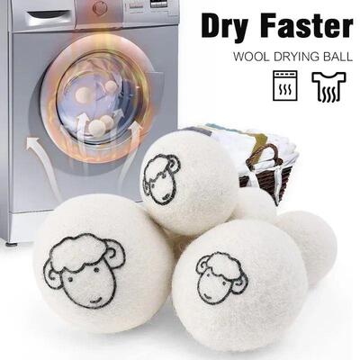 6pcs Eco-Friendly Wool Dryer Balls - Natural Fabric Softene