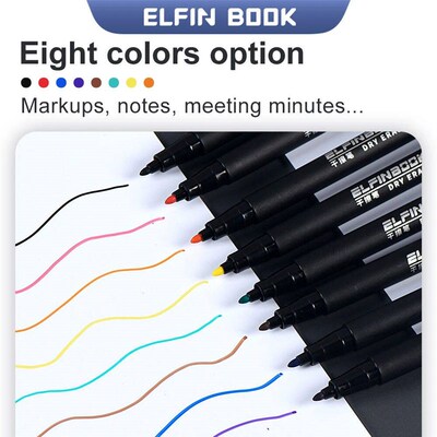 ELFIN BOOK 8 Colors Whiteboard Pens, Fine Tip Magnetic Water