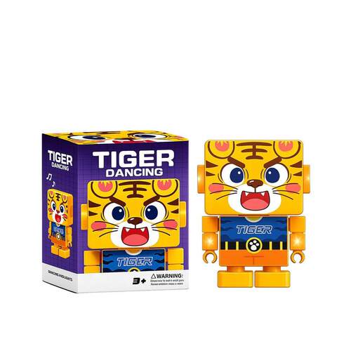 DOWMOO Dancing Tiger Block Figure Toy - Adorable Cartoon Tig