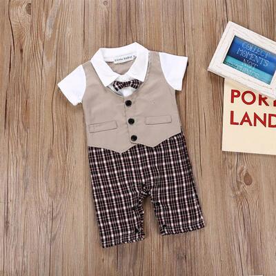 Summer Newborn Baby Romper Infant Boy Gentleman Suit Formal