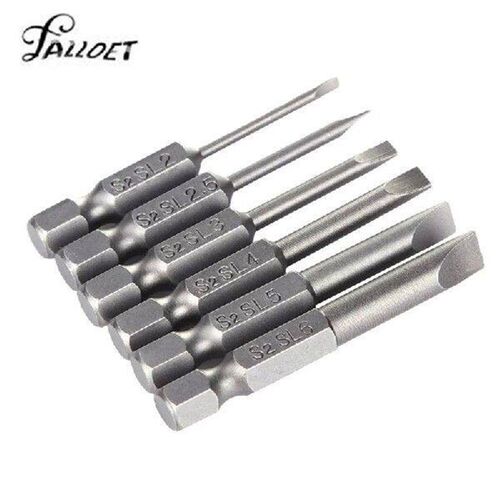 6 Pcs Slotted Screwdriver Bit Set 2mm-6mm S2 Alloy Steel