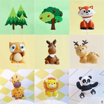 1pcs Party Cake Topper Cute Cartoon Animal Decor Creative