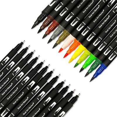 60/120 Dual Tip Art Marker Set Vibrant Watercolor Fineliner