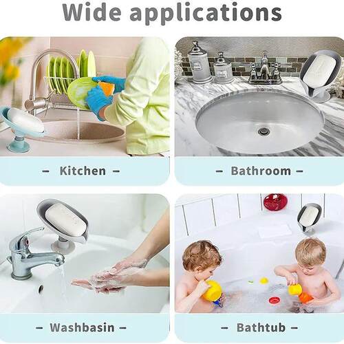 Drain Soap Holder Leaf Shape Soap Box Suction Cup Tray