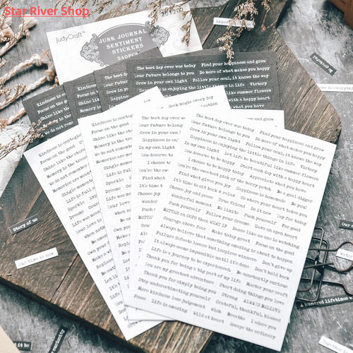 8Sheets Black White Words Phrase Stickers Scrapbooking Mater
