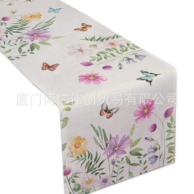 Spring Flower Butterfly Table Runner luxury Kitchen Dinner T