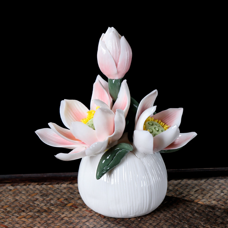 陶瓷手捏花客厅卧室装饰品吊篮摆件手工陶瓷花花球送礼工艺品,家居饰品,仿真花/假花,淘宝优惠券,粉丝福利购,淘宝优惠卷