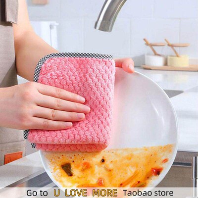 Cleaning Cloth Kitchen Rag Non-stick Oil Thickened Table Mul