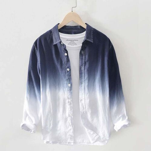 -734 Hang Dye Linen Long Sleeve Shirt