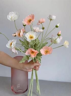 Artificial Flowers Fake Poppy Silk Flowers Long Stem Housewa