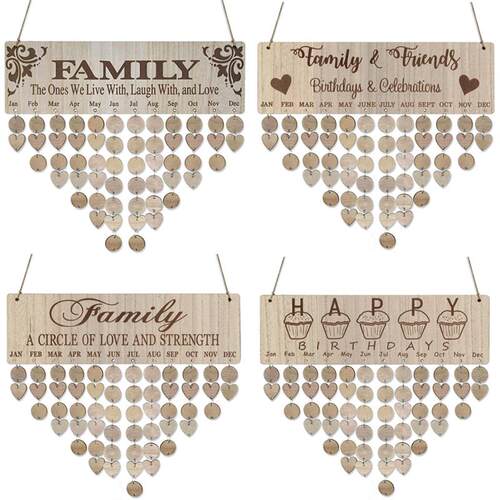 Wooden calendar listing Birthday Party Decorative pendant