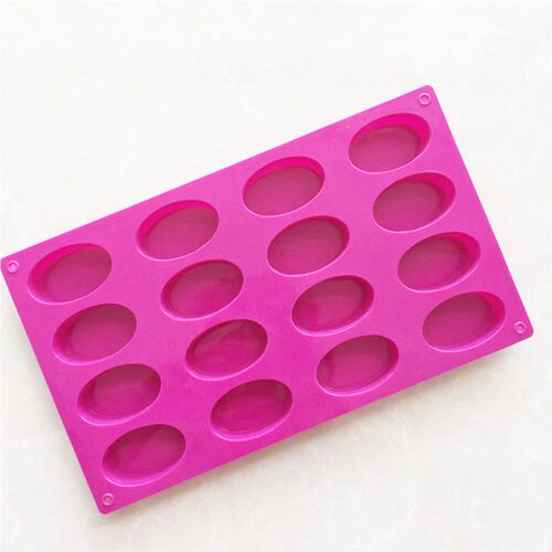 16-Cavity Oval Shape Soap Mold Silicone Cake Chocolate Ice