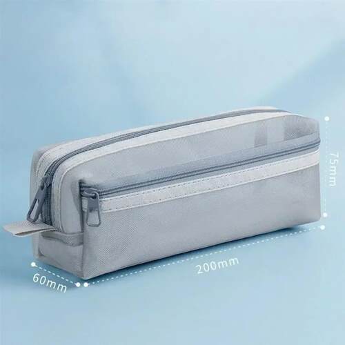 Double Layer Mesh Pen Bag Large Capacity Transparent Station