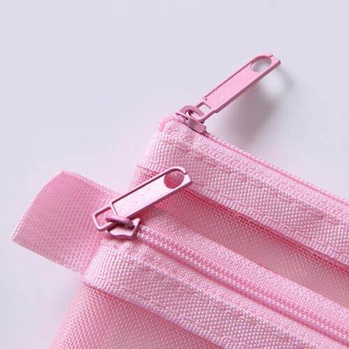 Simple Transparent Double Mesh Bag Pencil Case Office Studen