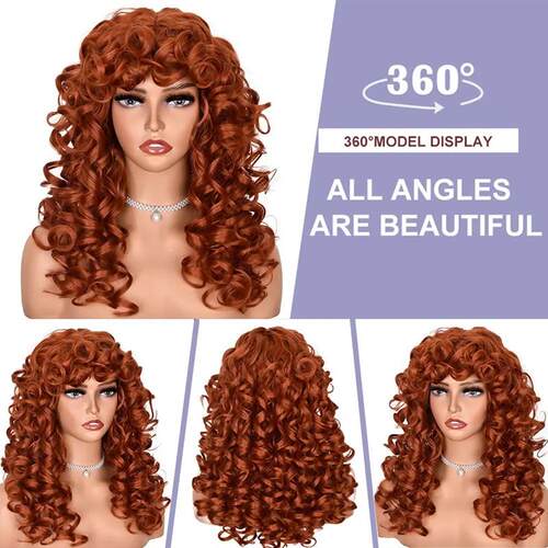 Red Brown Copper Ginger Short Curly Synthetic Wigs for Women