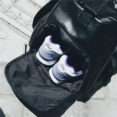 Gym Bag Leather Women Fitness Shoe Compartment Men Duffle Sh