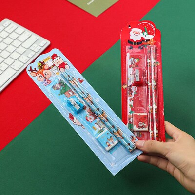Christmas Pencil Set Kids Drawing Kit with Eraser Gift圣诞