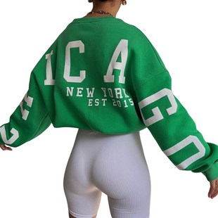 Women Loose Pullover Sweatshirts Letter Print Casual Thicken