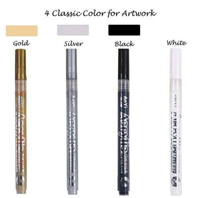 3Pcs/set Acrylic Markers Paint Pen Black/White/Gold/Silver f
