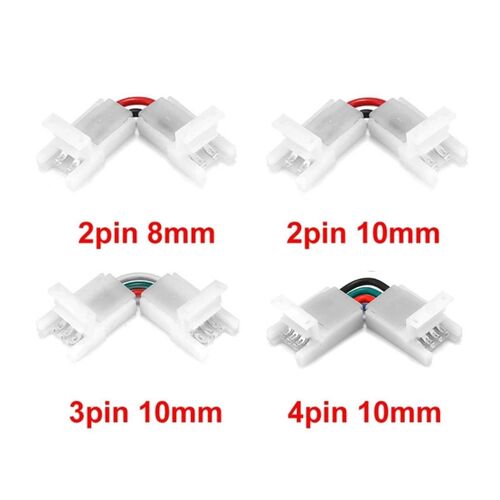 10 Packs 2/3/4 Pin 8/10mm LED Strip Connectors ?L Shape Sol