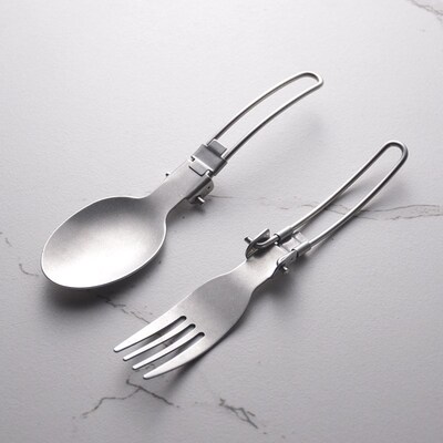 Stainless steel foldable travel utensils fork and spoon