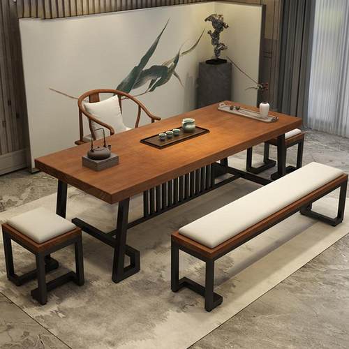 新中式茶桌全套家用客厅禅意泡茶桌椅组合酒店办公室接待实木茶台