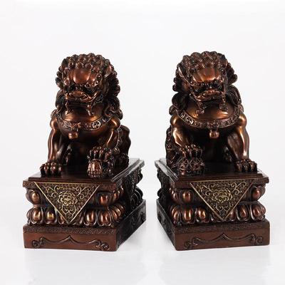 纯黄铜宫门狮摆件门口办公室店铺铜狮子一对北京狮故宫狮装饰摆件