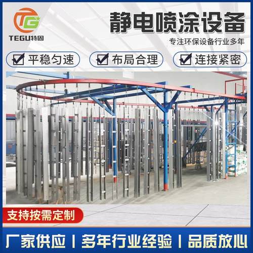 电缆桥架静电喷涂设备 锌钢护栏铝艺大门铁艺栏杆爬架喷涂流水线