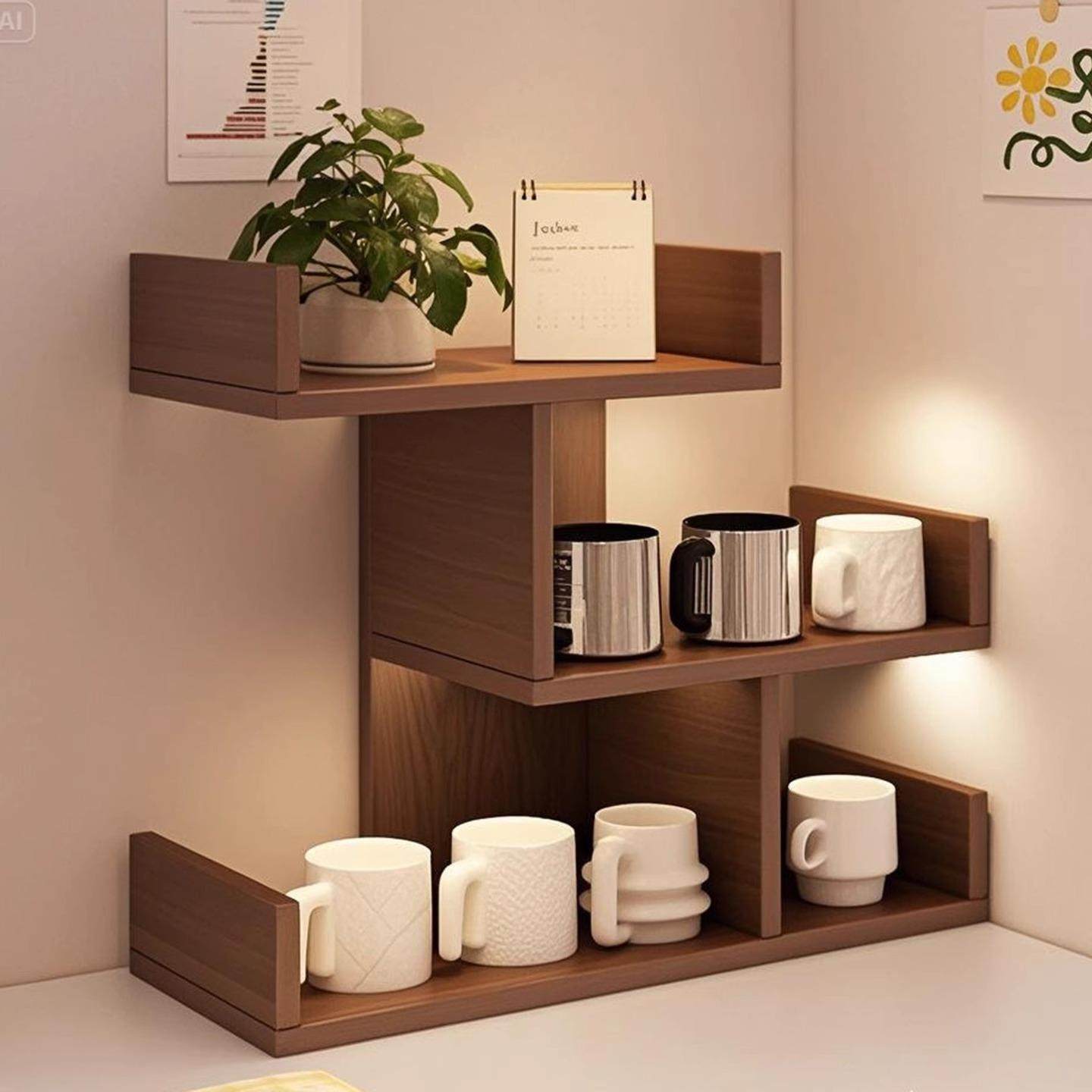 家用多层书桌架简约桌上收纳架子小型柜子学生现代分层置物书桌架