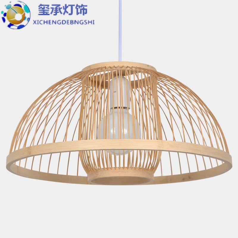 东南亚竹艺藤艺餐厅吊灯现代简约客厅过道火锅店复古双层竹编灯具