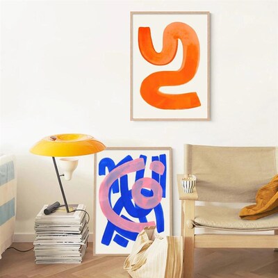 Modern Abstract Poster Orange Canvas Print Painting Wall Art