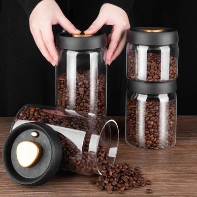 500ml Vacuum Sealed Jug Coffee Beans Glass Airtight Canister