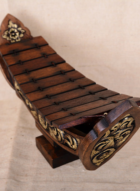 泰国工艺品 东南亚家居饰品摆设复古木船型雕花木雕摆件 木琴