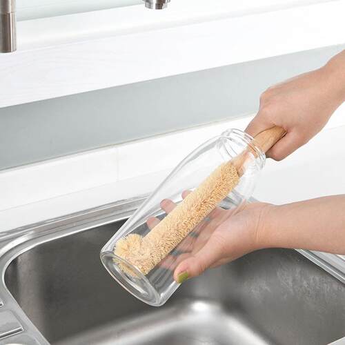 Long handled coconut palm brush for cleaning baby bottles