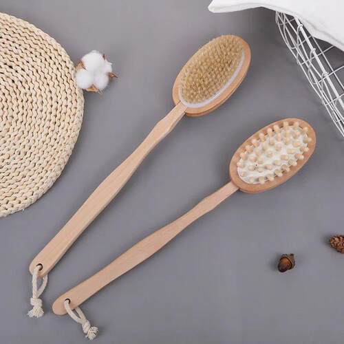 Dry Skin Wood Body Brush Exfoliation Natural Bristle Back Br