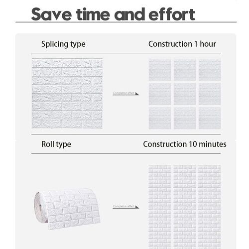 2mx70cm 3D Brick Wall ers DIY Decor Self-Adhesive Waterproof