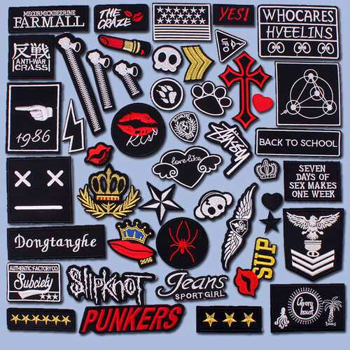 Non-ironing Black Self-adhesive Embroidered Badge Cloth Stic
