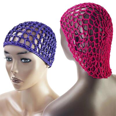 Womens Mesh Hair Net Crochet Cap Solid Color Snood Sleeping
