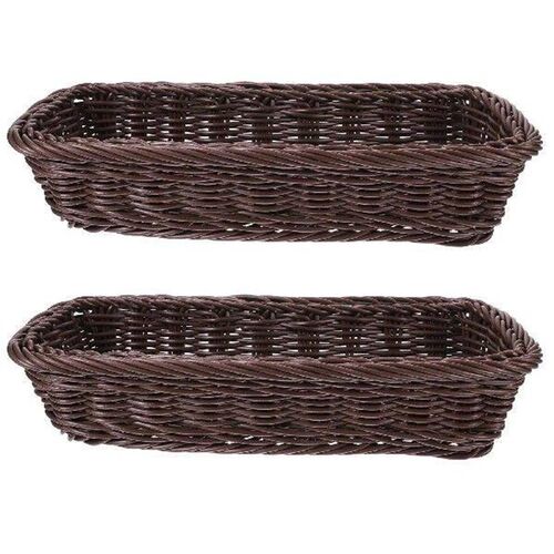 2 Pcs Kitchen Storage Box Woven Basket Cutlery Crate