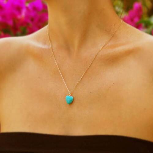 Fashion Turquoise Love Pendant Clavicle Chain Retro Simple H
