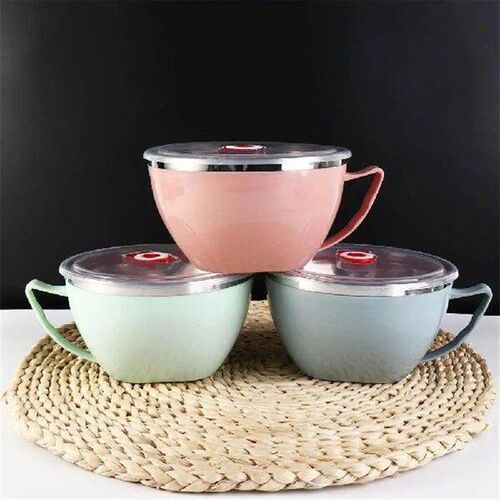 Stainless Steel Instant Noodle Bowl With Lid Handle