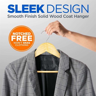 SereneLife 30 Premium Wooden Hangers Smooth Finish Space Sav
