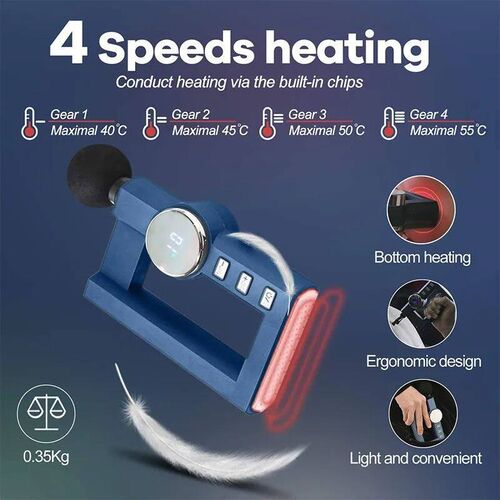 Massage Gun with Heat, Deep Tissue Muscle Fascia Gun for Ath
