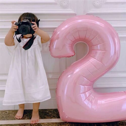 2pcs Daisy Foil Balloons Set Macaron Pink Blue 40inch Number