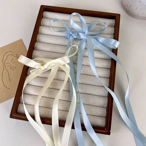 2pc New Ribbon Long Bow Hair Claw Side Clips for Women Girls