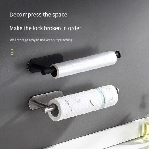 Stainless Steel Silver / Black Paper Towel Wipe Hanging Rack