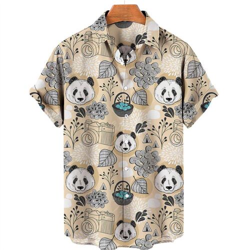 Cute Panda Hawaiian Shirts 3d Print Men Women Clothing Summe