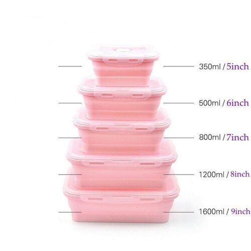 4Sizes Silicone Collapsible Lunch Box Food Storage Container